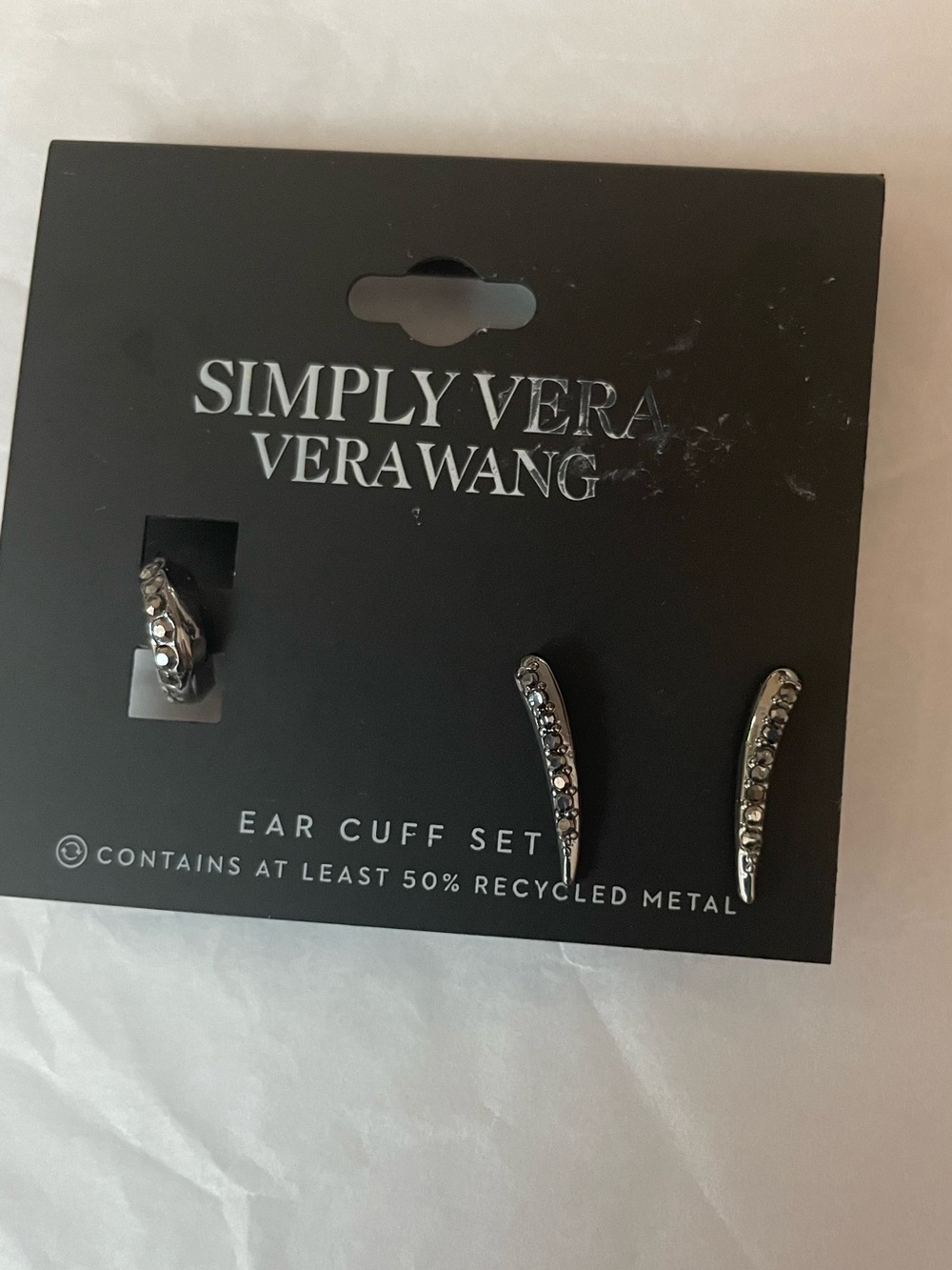 Simply Vera Vera Wang Silver Tone Rhinestone Ear Cuff Earrings Set NWOT